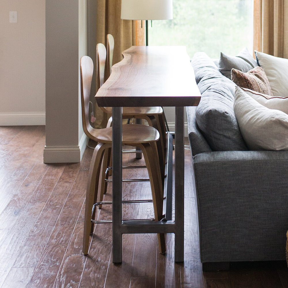 Pure Solid Wood Bar Table with Natural Grain and Luster — Black Walnut