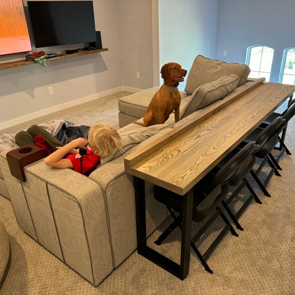 Image of Bar Table with Safety Rail — Solid Pine Wood