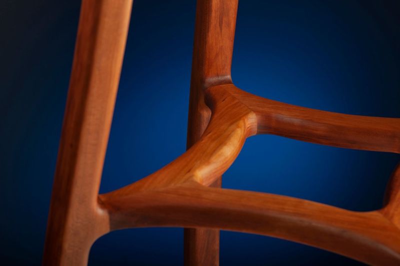 Image of Rustic Modern Bar Stool – Handcrafted from Solid Cherry Wood
