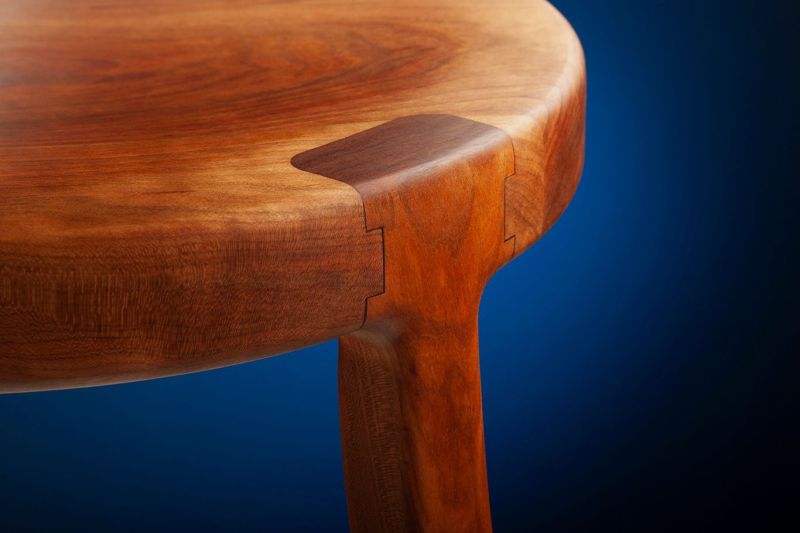 Image of Rustic Modern Bar Stool – Handcrafted from Solid Cherry Wood