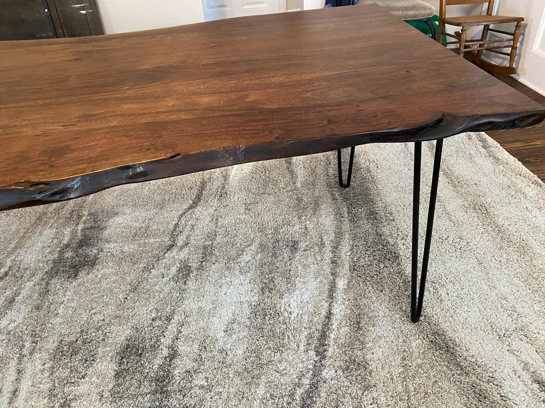 Image of Bar Table with Slim V-Shaped Steel Legs — Claro Walnut