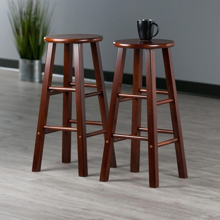 Image of Rustic Solid Wood Bar Stool — Classic Oak Comfort