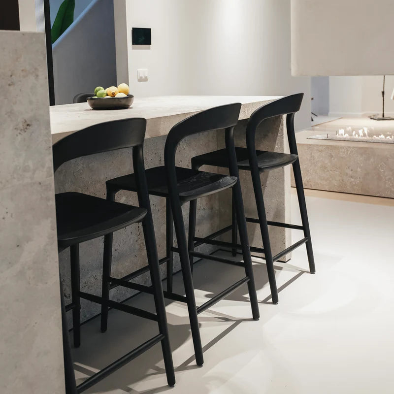 Image of Modern Solid Wood Bar Stool — Ash Wood