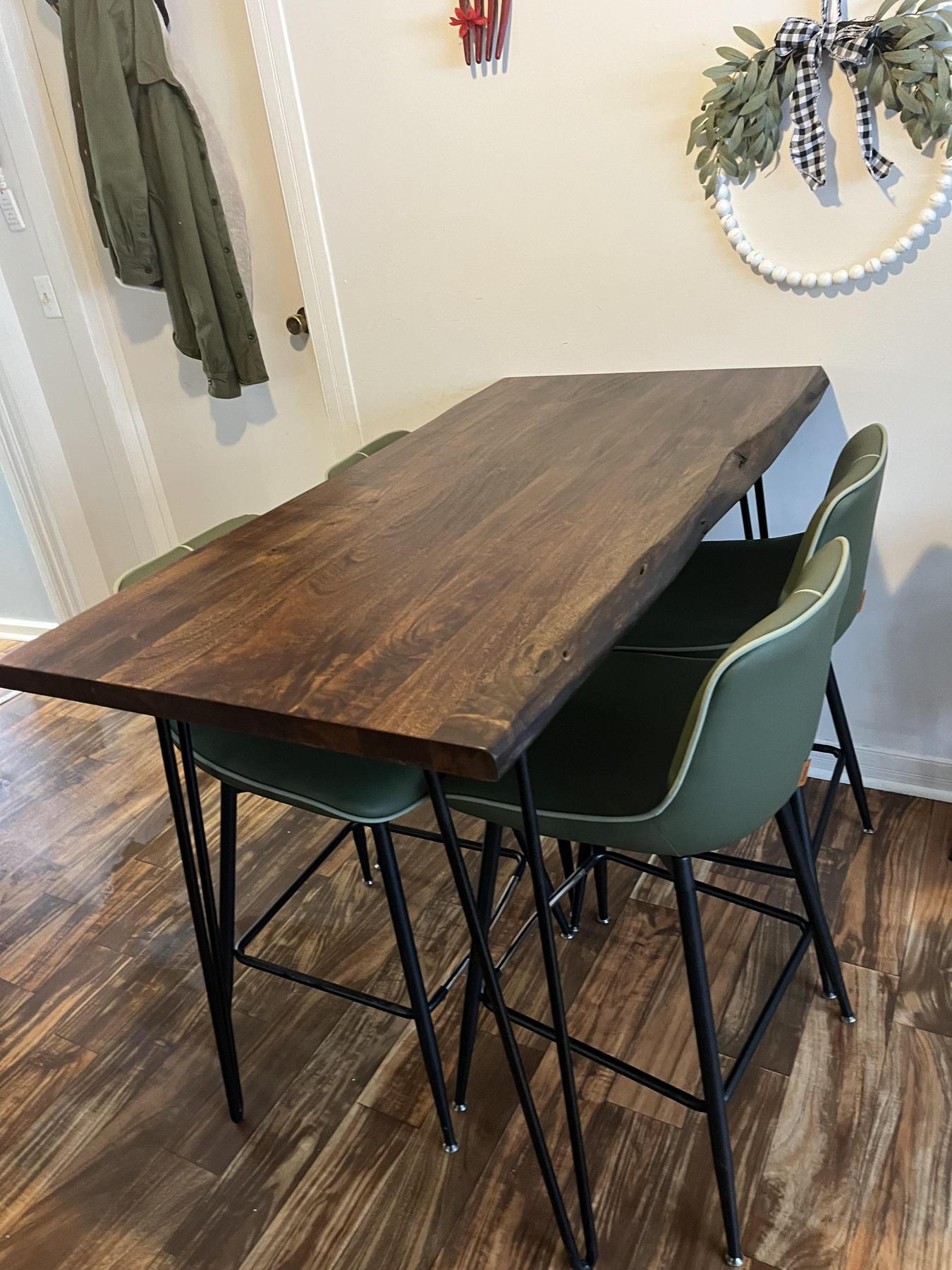 Image of Bar Table with Slim V-Shaped Steel Legs — Claro Walnut
