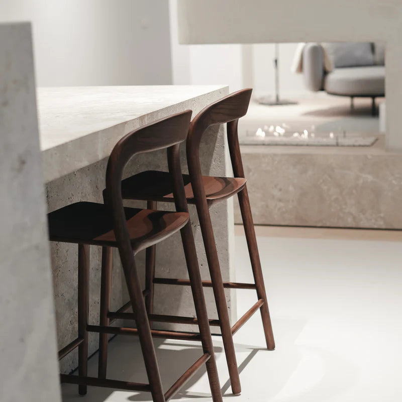 Image of Modern Solid Wood Bar Stool — Ash Wood
