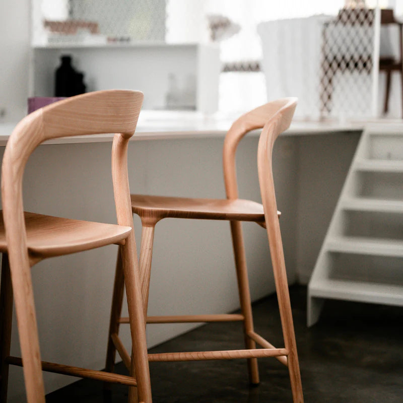Modern Solid Wood Bar Stool — Ash Wood