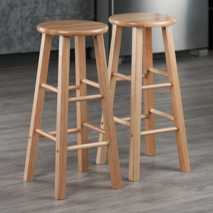 Image of Rustic Solid Wood Bar Stool — Classic Oak Comfort