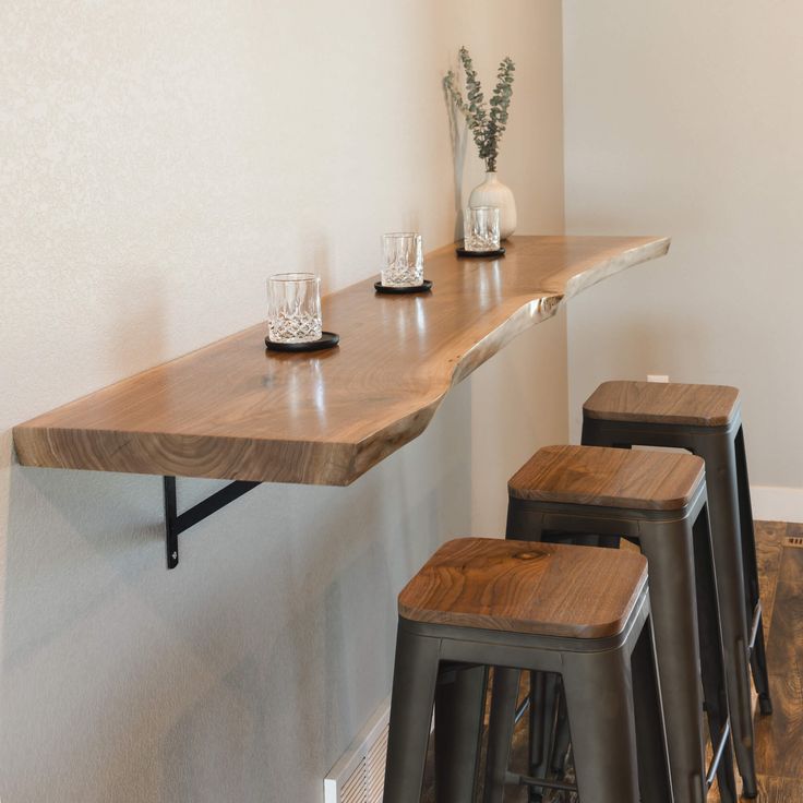 Image of Live Edge Floating Bar — Walnut