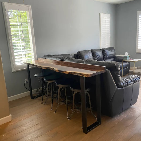 Bar Table with Safety Rail — Solid Pine Wood