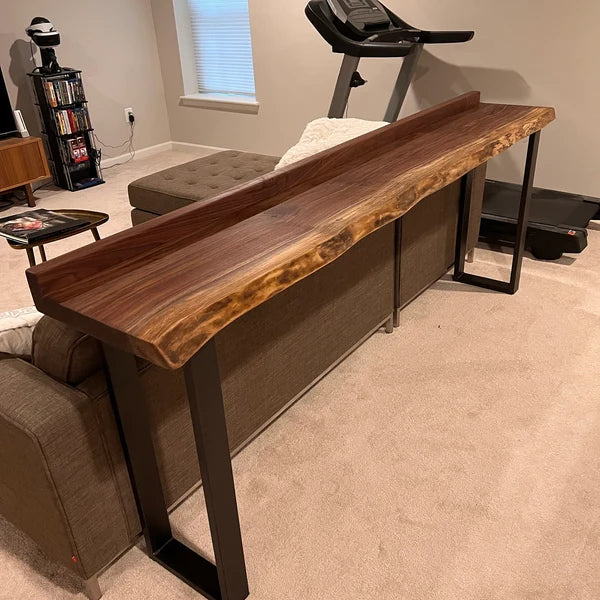 Bar Table with Safety Rail — Solid Pine Wood