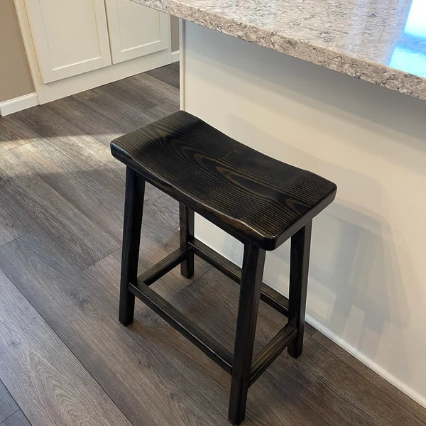 Saddle Seat Bar Stool — Solid Pine Wood