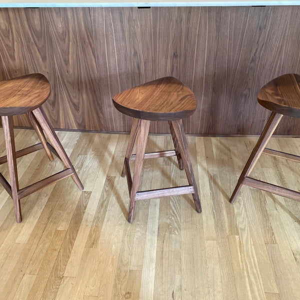 Triangular Bar Stool — Walnut