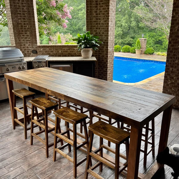 Image of Saddle Seat Bar Stool — Solid Pine Wood