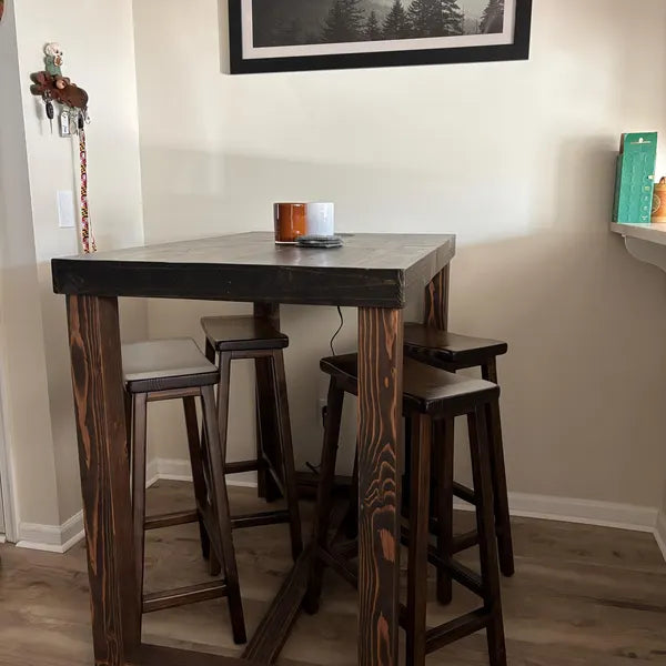 Saddle Seat Bar Stool — Solid Pine Wood