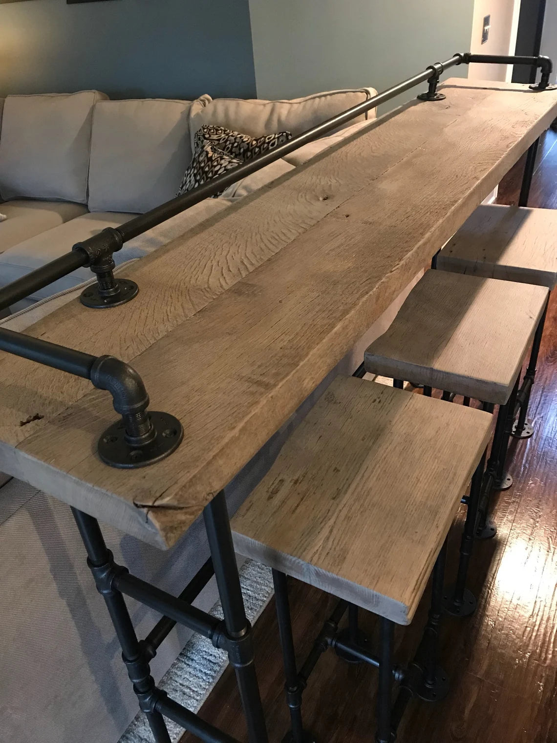 Image of Reclaimed Barn Wood Sofa Bar Table — Reclaimed Wood