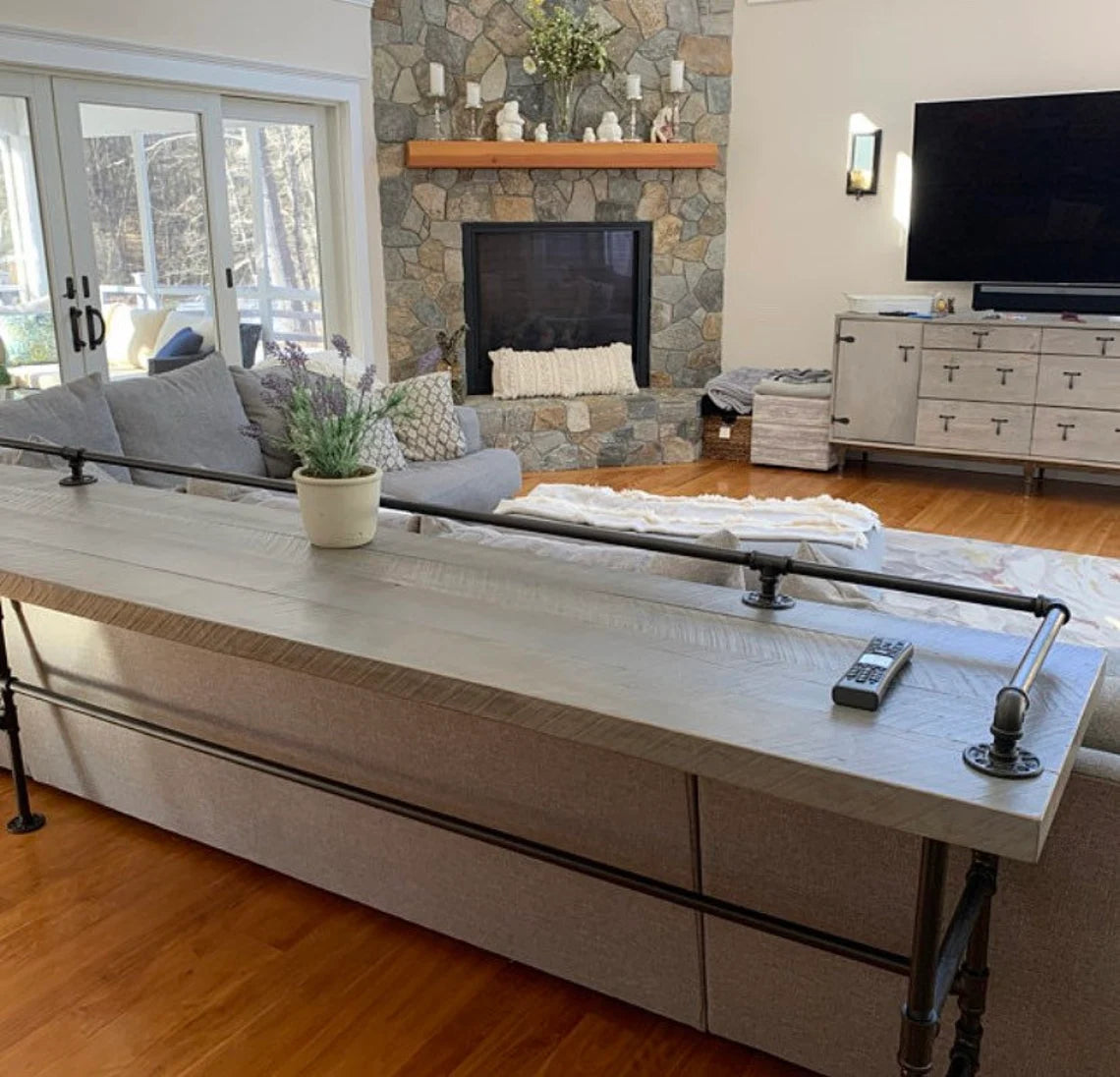 Image of Reclaimed Barn Wood Sofa Bar Table — Reclaimed Wood