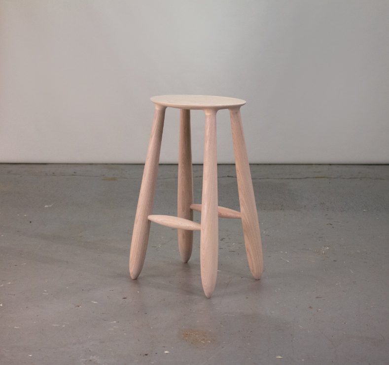 Image of Modern Oval Seat Bar Stool in Solid Wood — Birch Wood